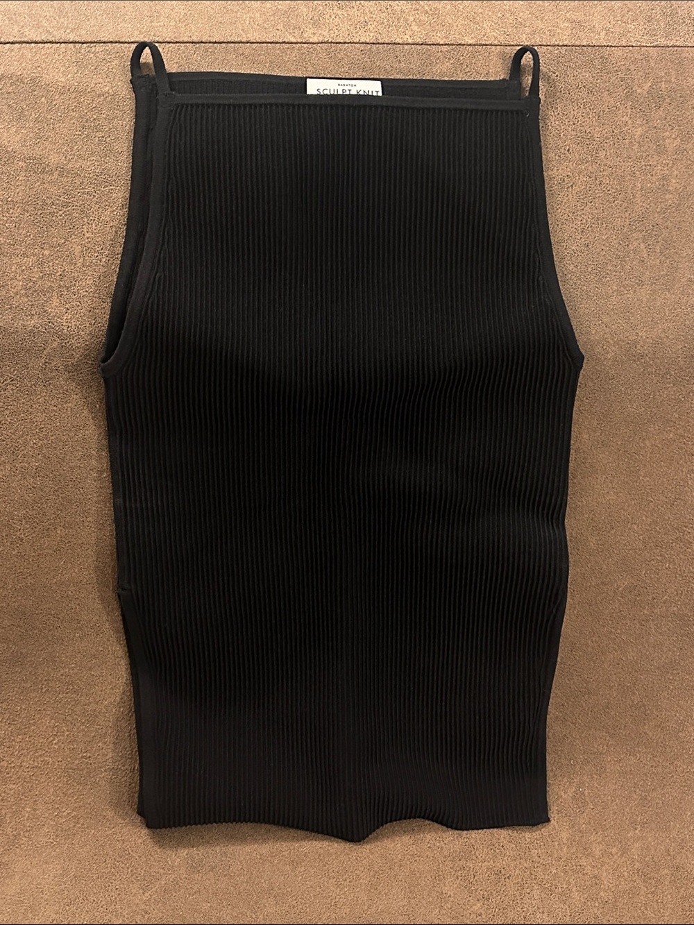 Babaton Sculpt Knit Black Ribbed Tank Top